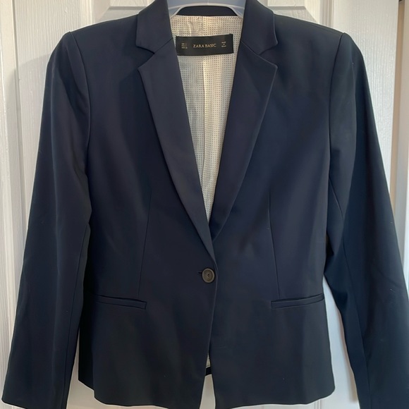 ZARA SINGLE BREASTED ONE BUTTON CLOSURE BLACK BLAZER JACKET COAT SIZE LARGE - Picture 1 of 8